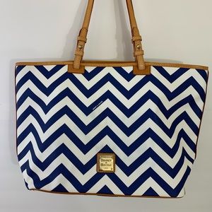 Dooney & Bourke Blue & White Chevron Tote